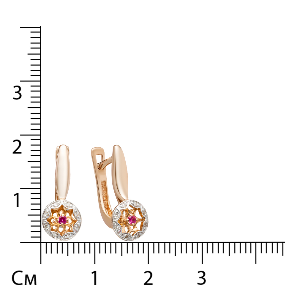 Серьги из золота с рубинами