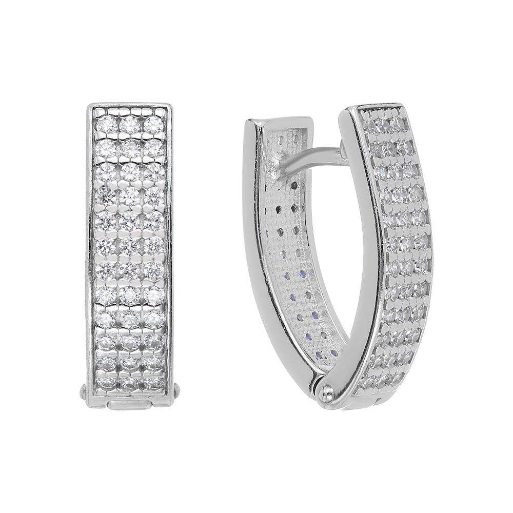 Серебряные серьги 925 пробы; вставки 86 Фианит бесцв.; 22 Фианит синий; 36 Фианит голубой;