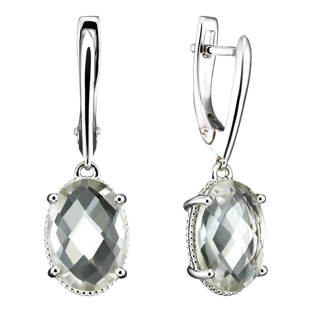 Серебряные серьги 925 пробы; вставки 2 Аметист зел.;
