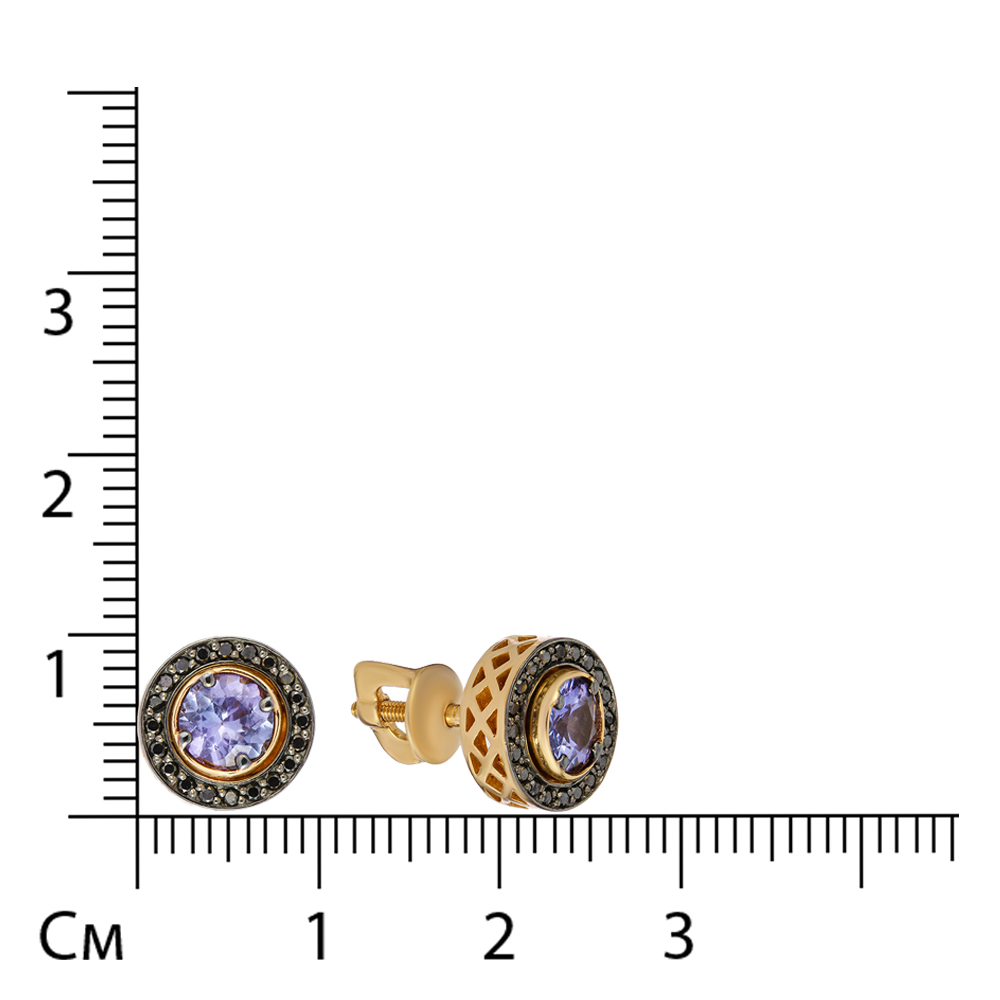Серьги-трансформеры из золота с танзанитами