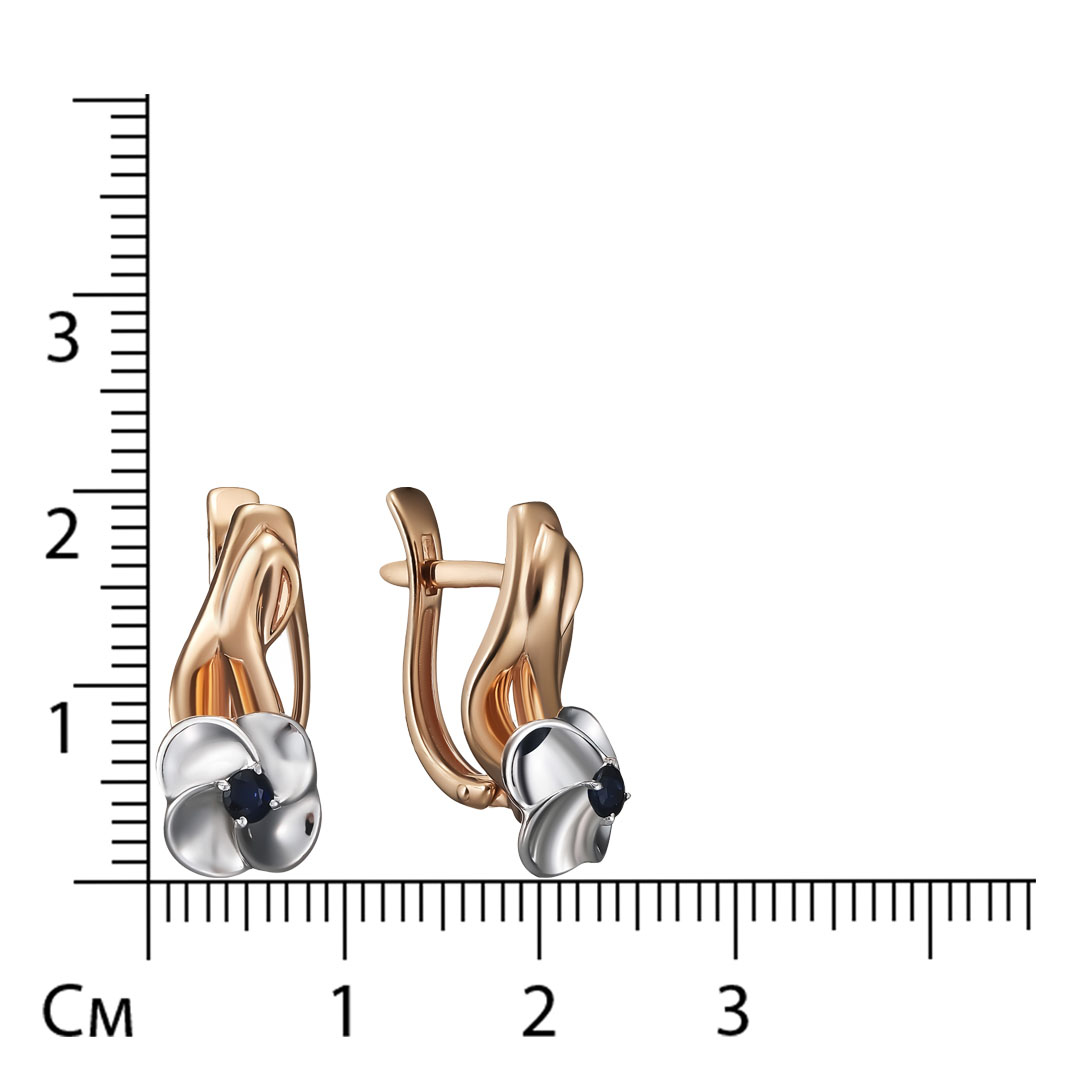 Серебряные серьги с сапфирами "Цветы"