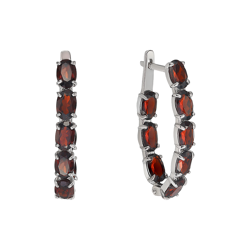 Серебряные серьги с гранатами