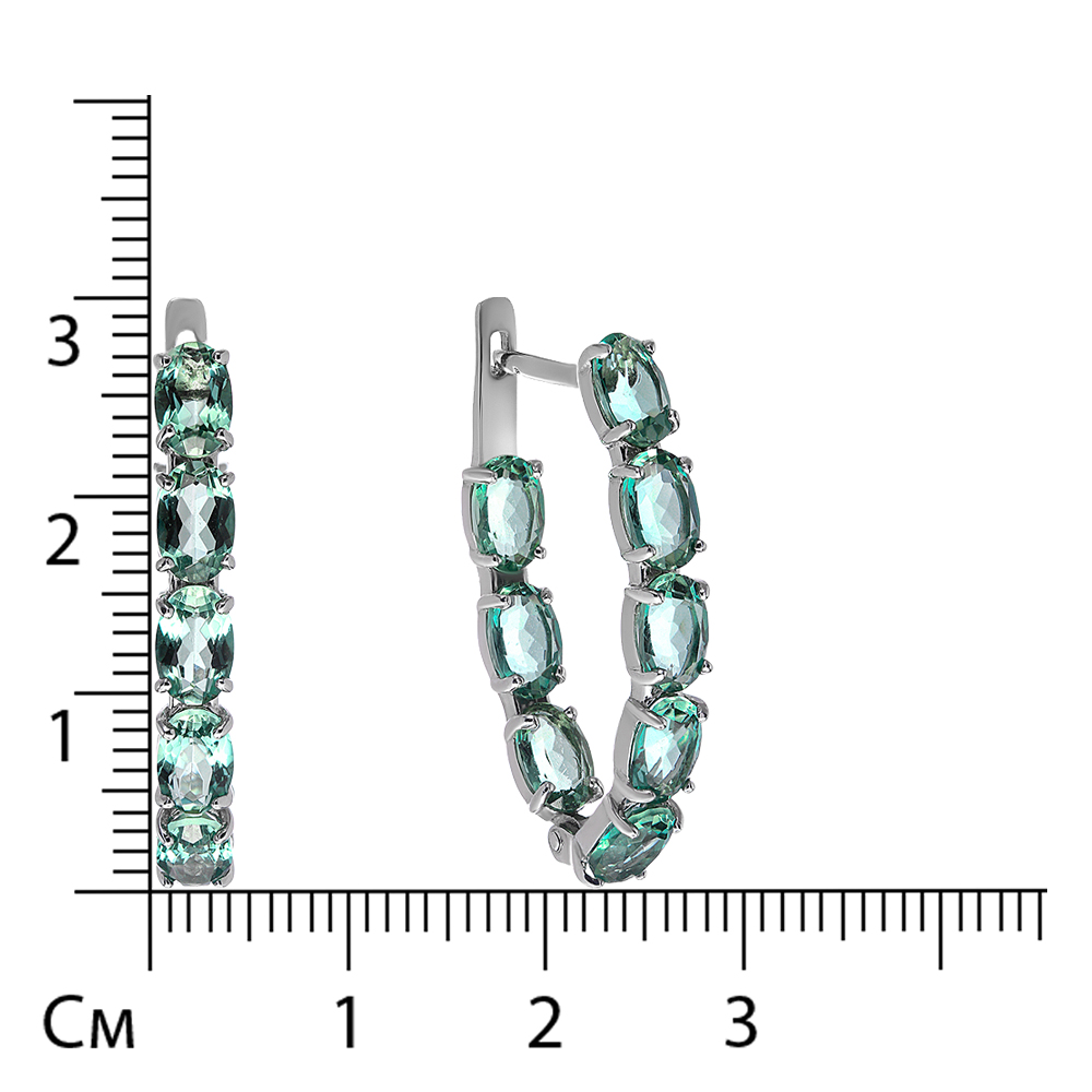 Серебряные серьги 925 пробы; вставки 16 Празиолит;