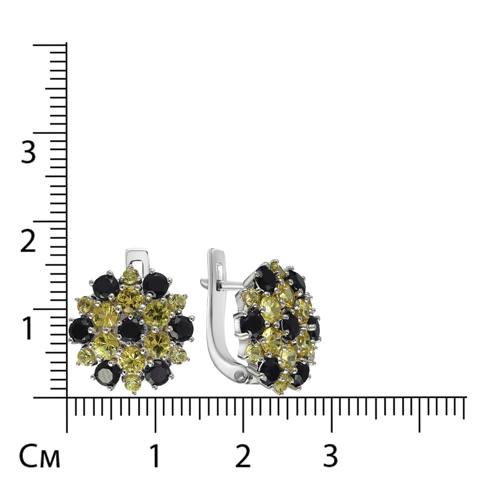 Серебряные серьги с желтыми сапфирами