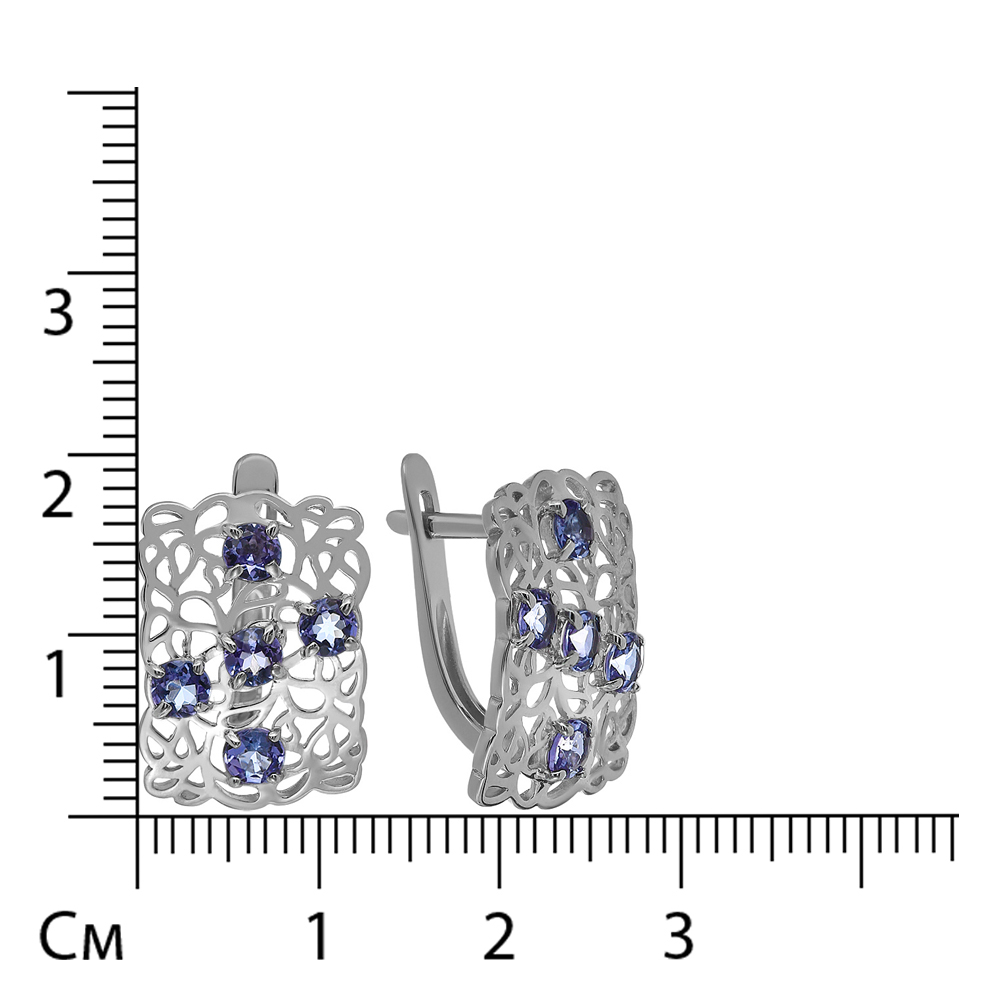 Серебряные серьги 925 пробы; вставки 10 Танзанит;