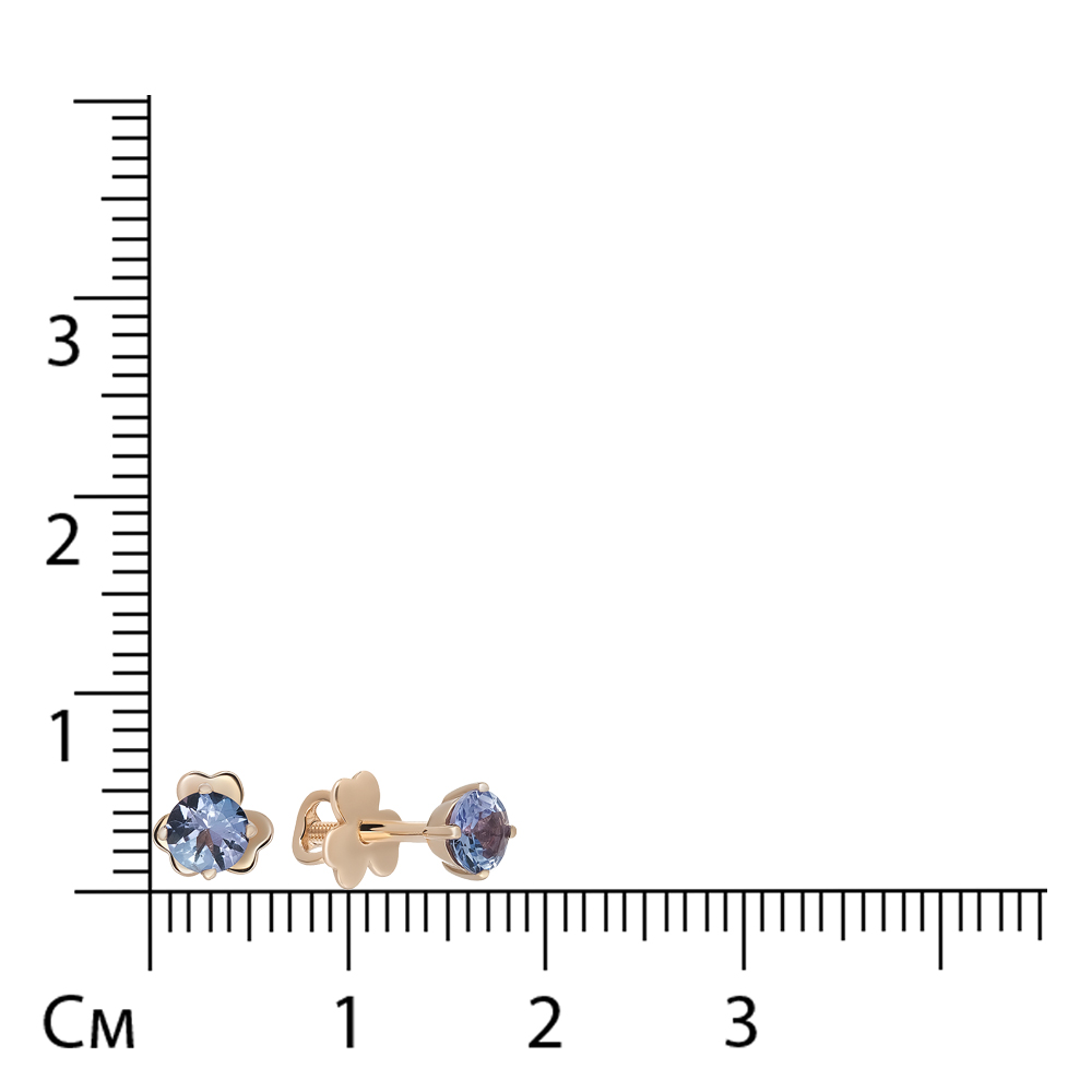 Серьги-пусеты из золота с танзанитами