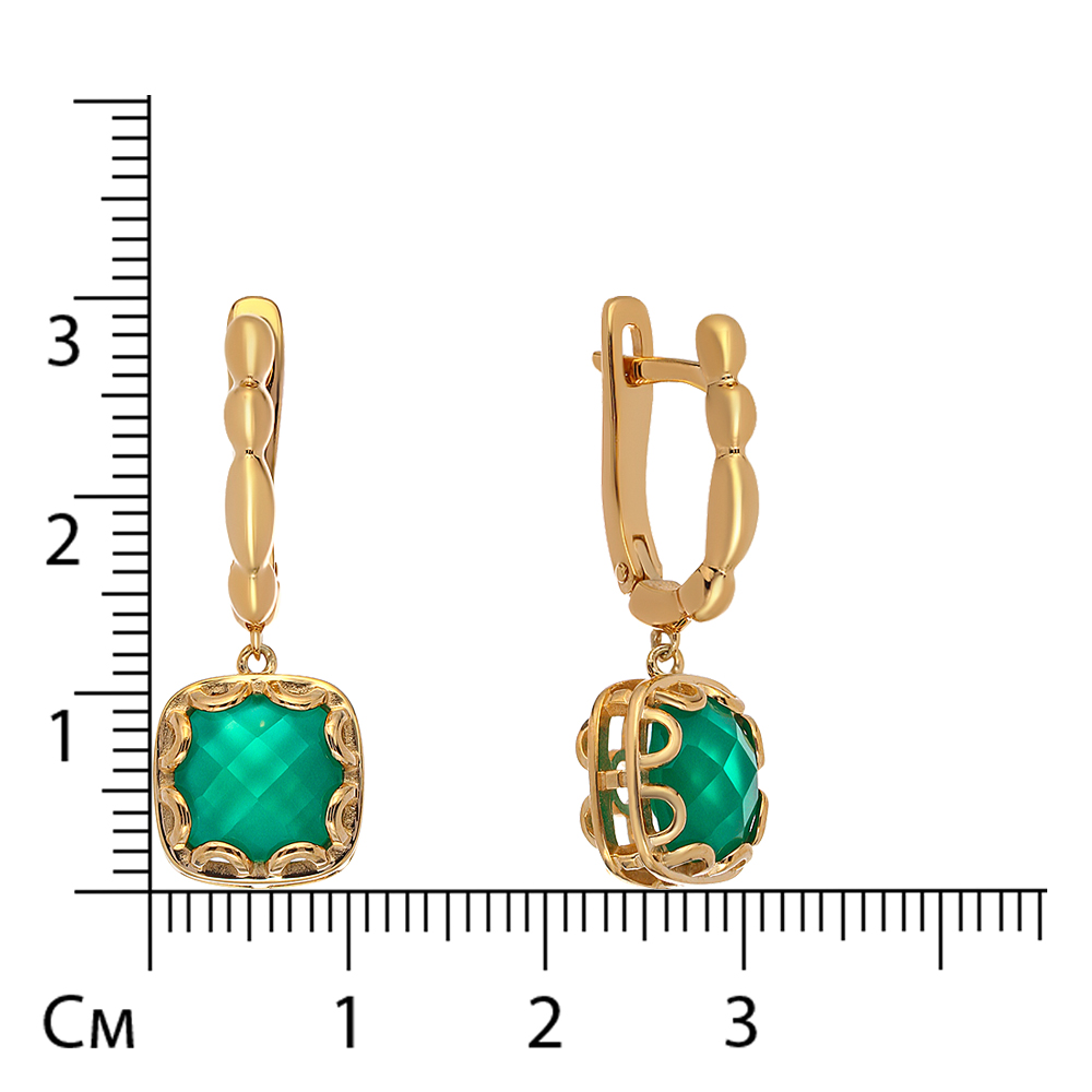 Серебряные серьги 925 пробы; вставки 2 Агат зеленый;