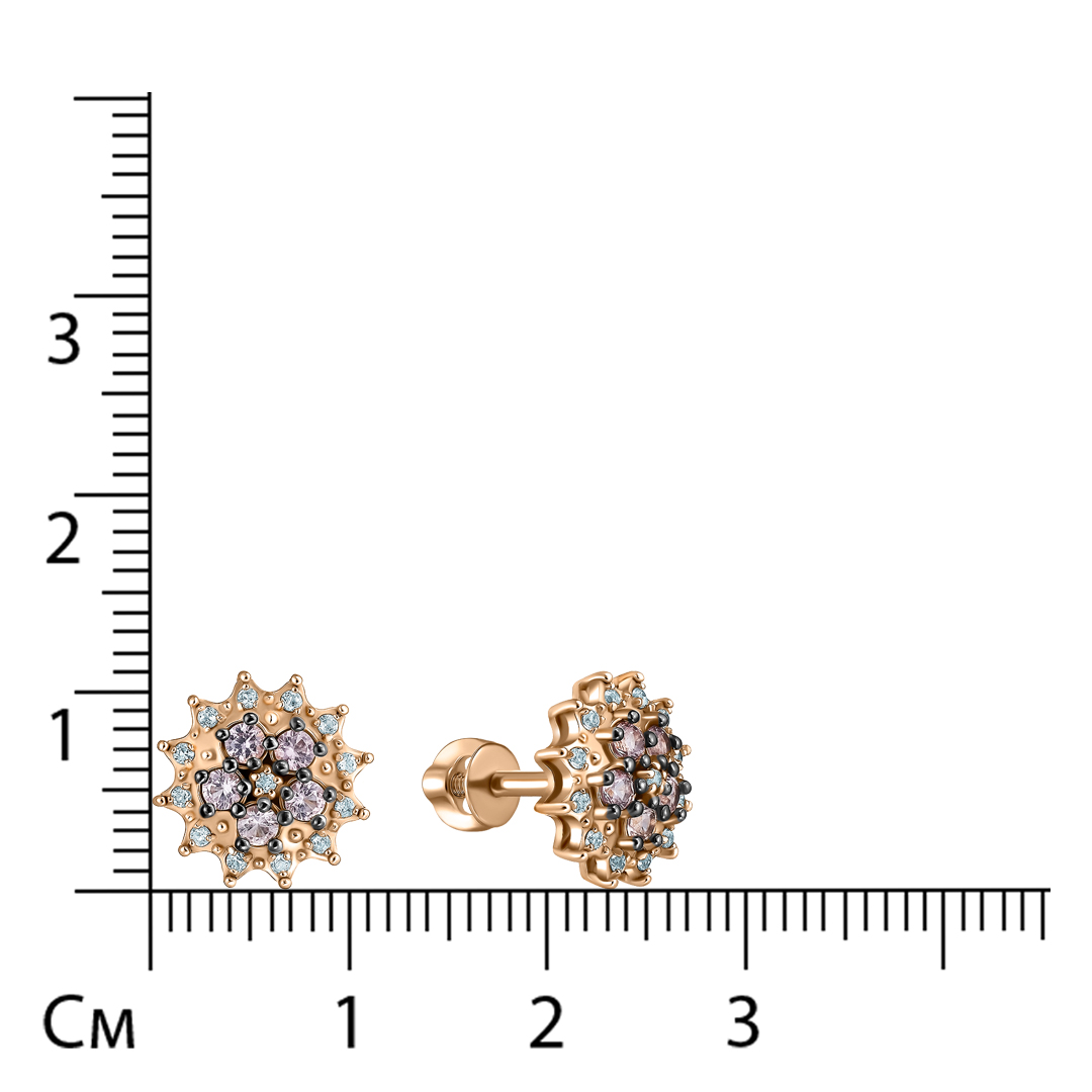 Серебряные серьги-пусеты с розовой шпинелью