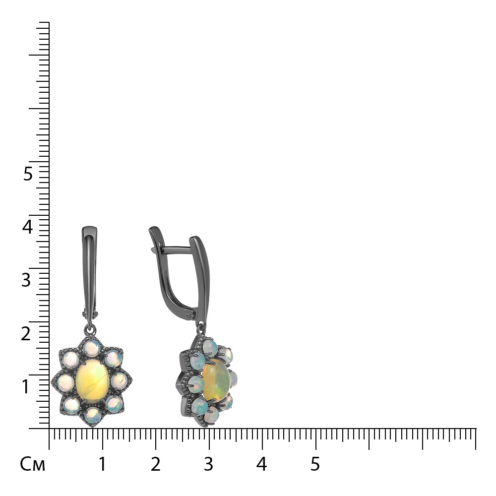 Серебряные серьги с опалами "Цветы"