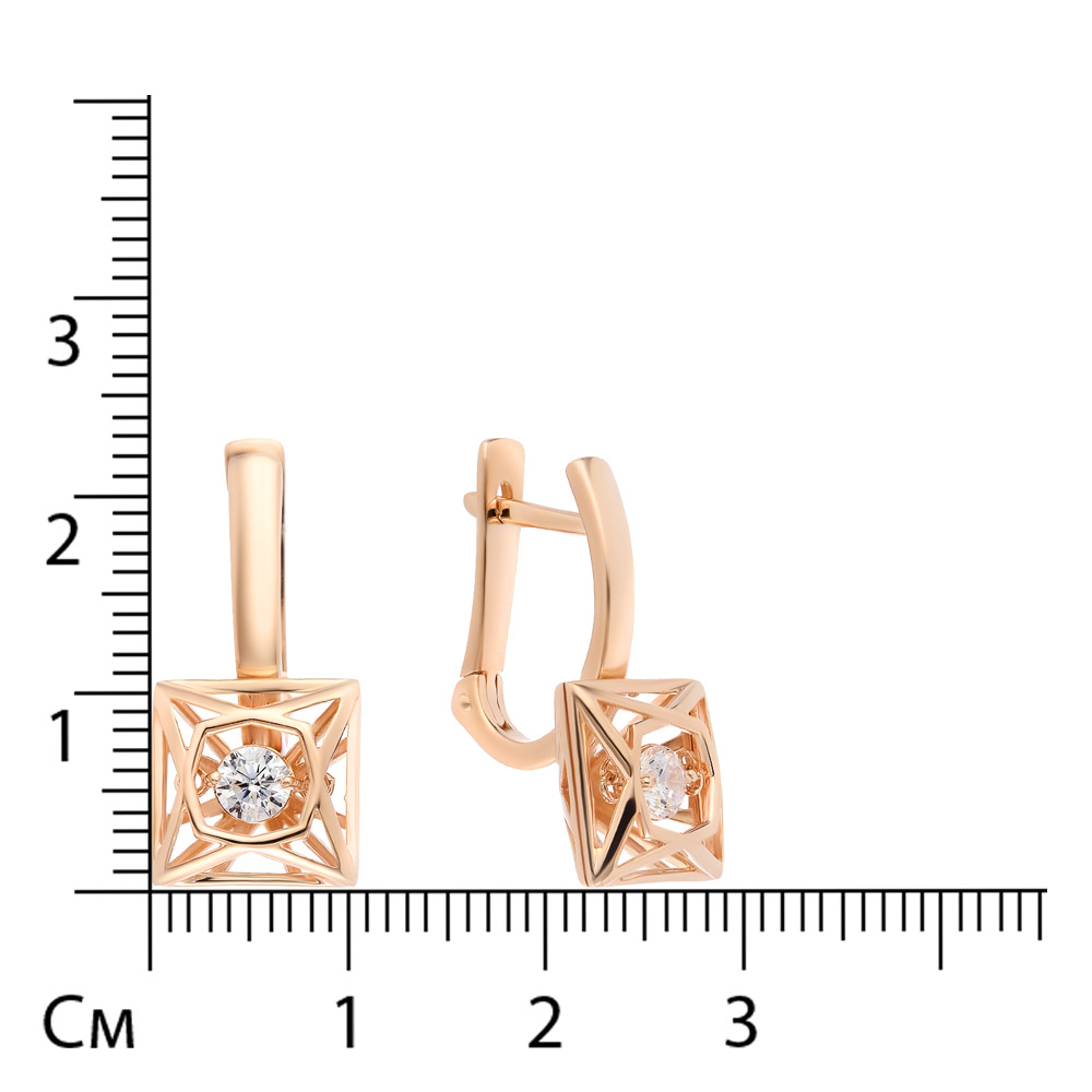 Серебряные серьги 925 пробы; вставки 2 Фианит бесцв.;