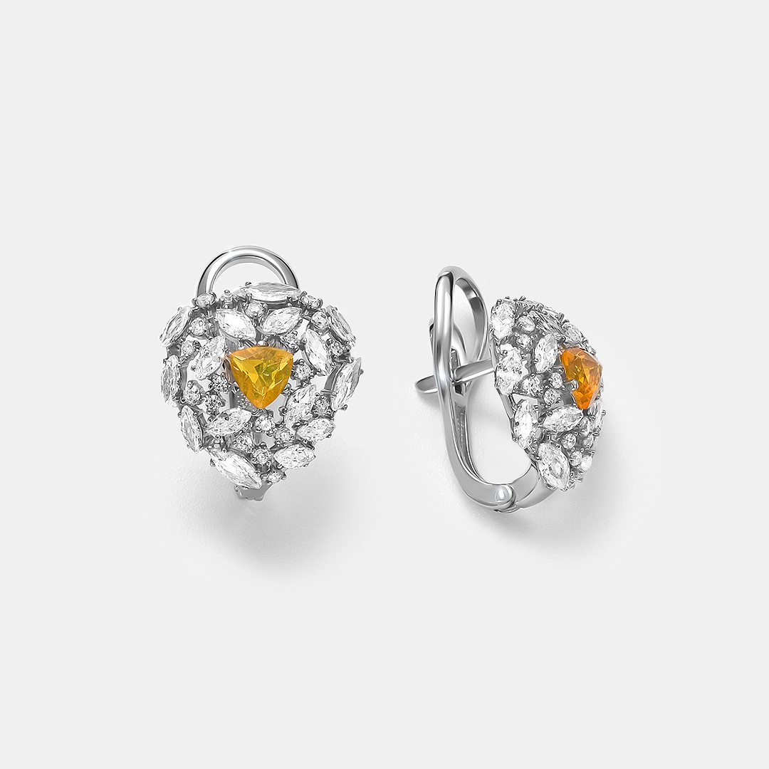 Серебряные серьги с желтыми опалами