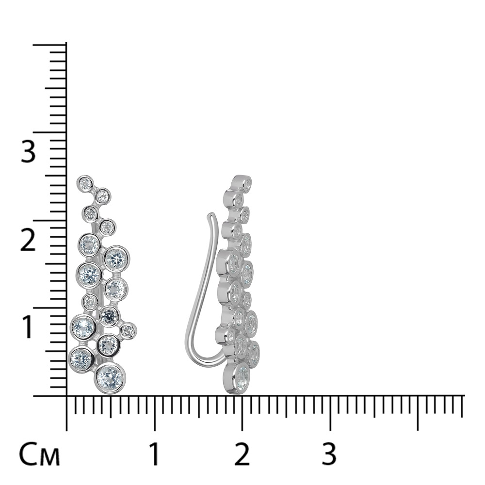 Серебряные серьги 925 пробы; вставки 30 Топаз Sky;