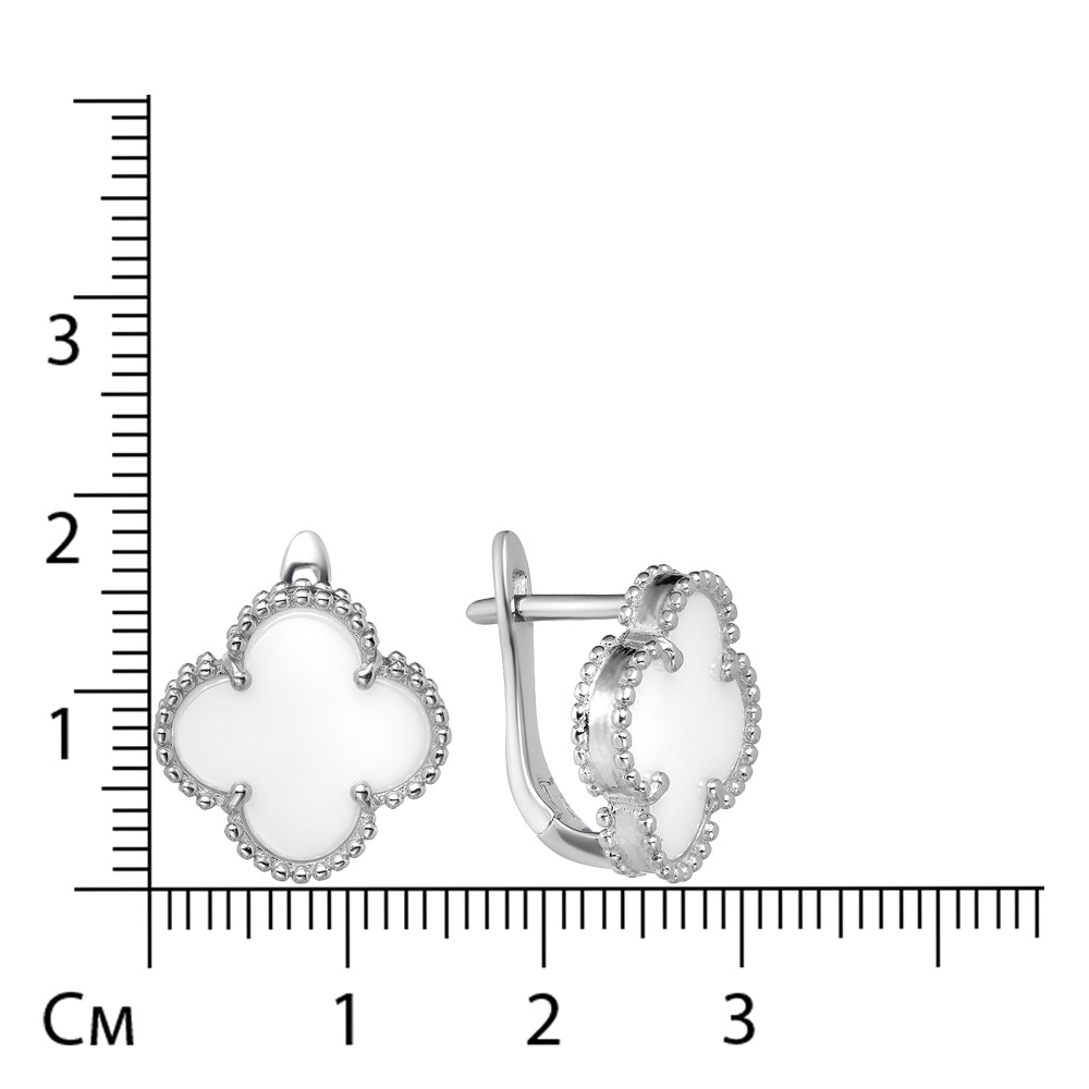 Серебряные серьги 925 пробы; вставки Керамика белая;