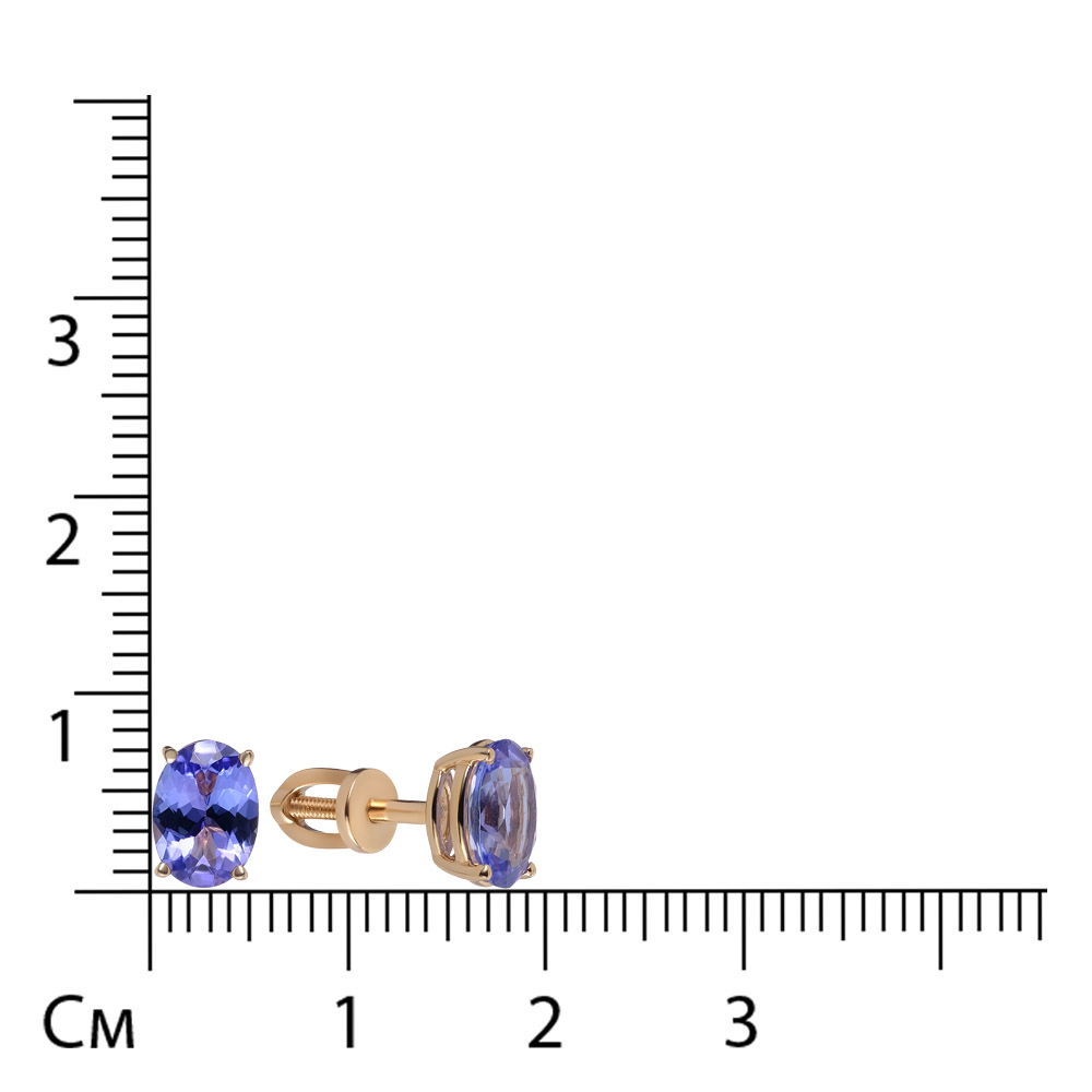 Серьги-пусеты из золота с танзанитами