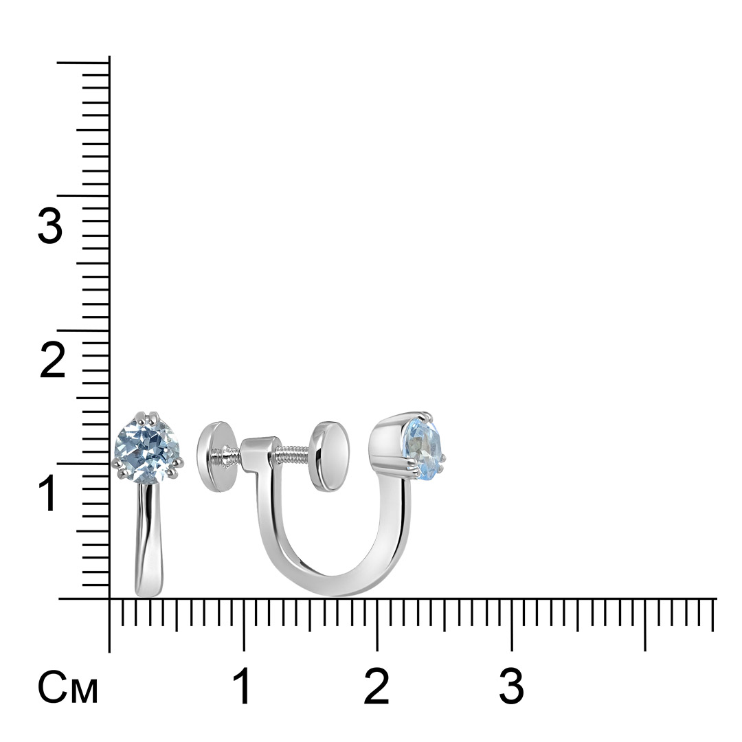 Серебряные серьги-клипсы с топазами Sky