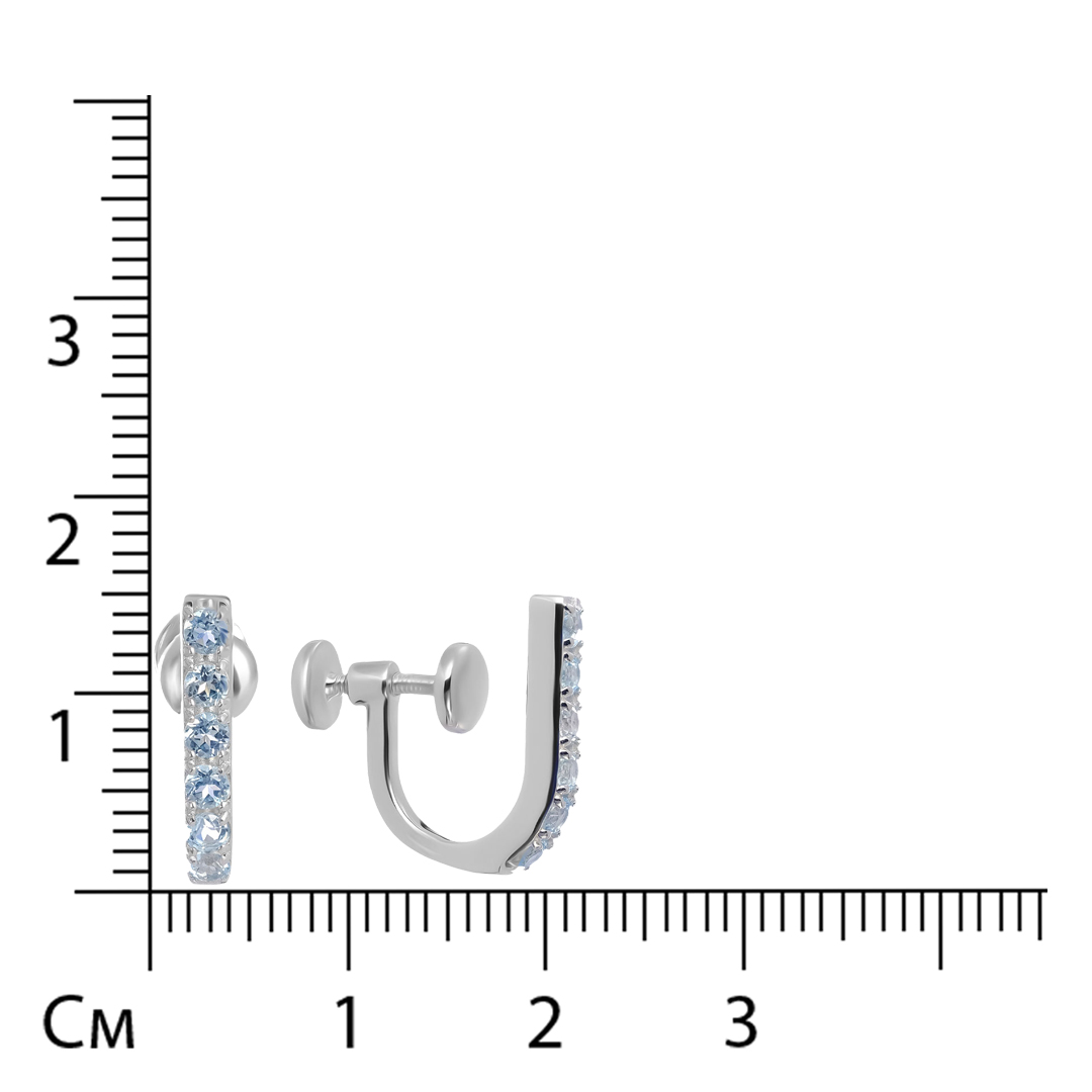 Серебряные серьги-клипсы с топазами Sky