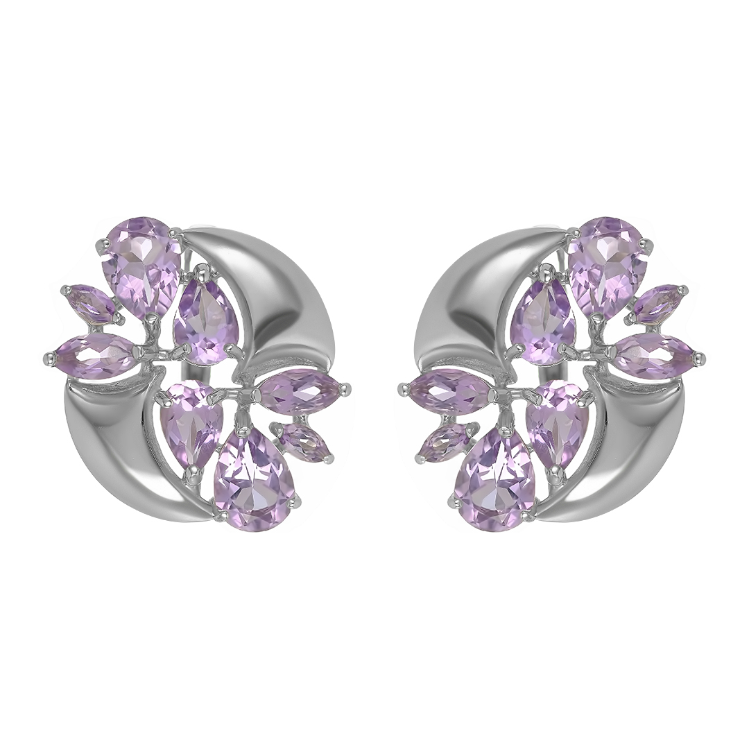 Серебряные серьги 925 пробы; вставки 16 Аметист;