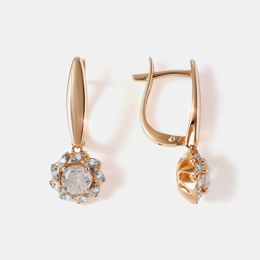 Серьги из золота с бриллиантами "Цветы"