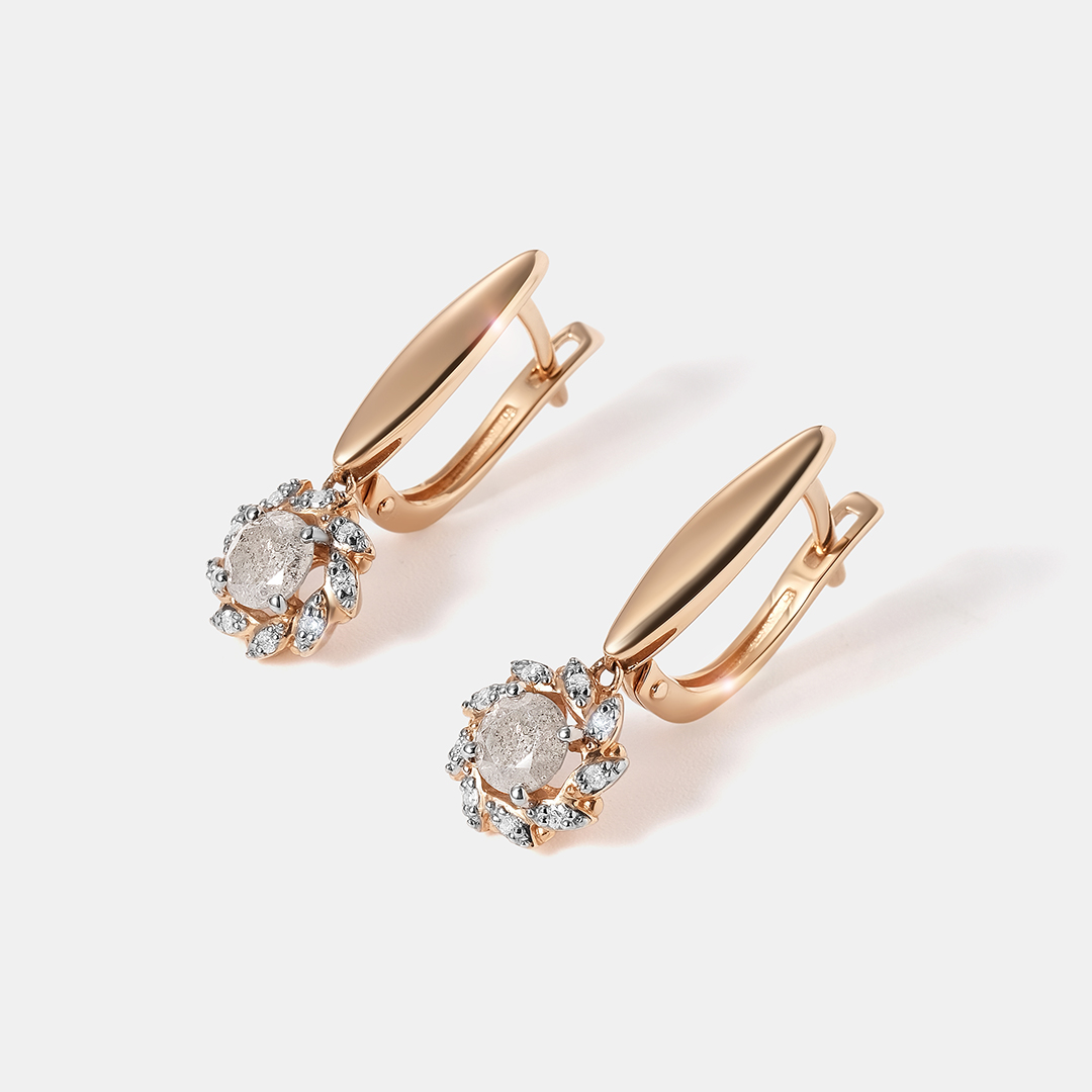 Серьги из золота с бриллиантами "Цветы"