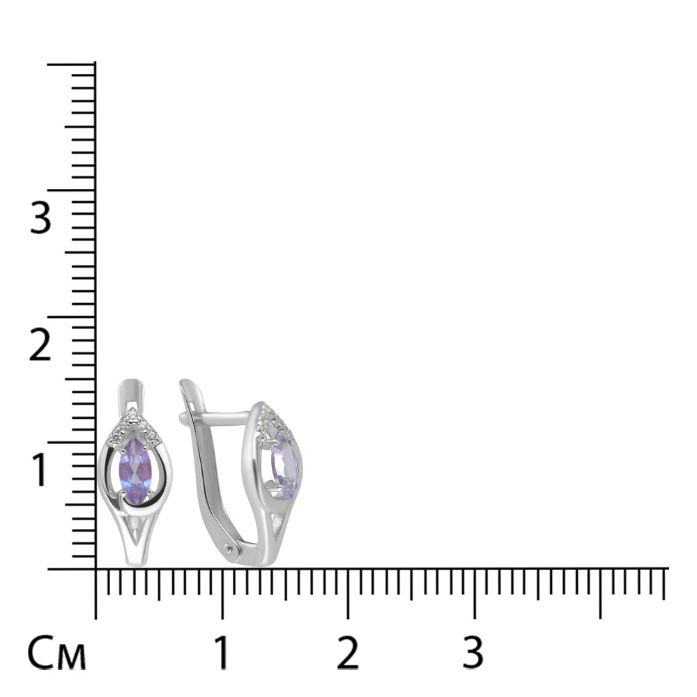 Серебряные серьги 925 пробы; вставки 10 Фианит бесцв.; 2 Топаз;