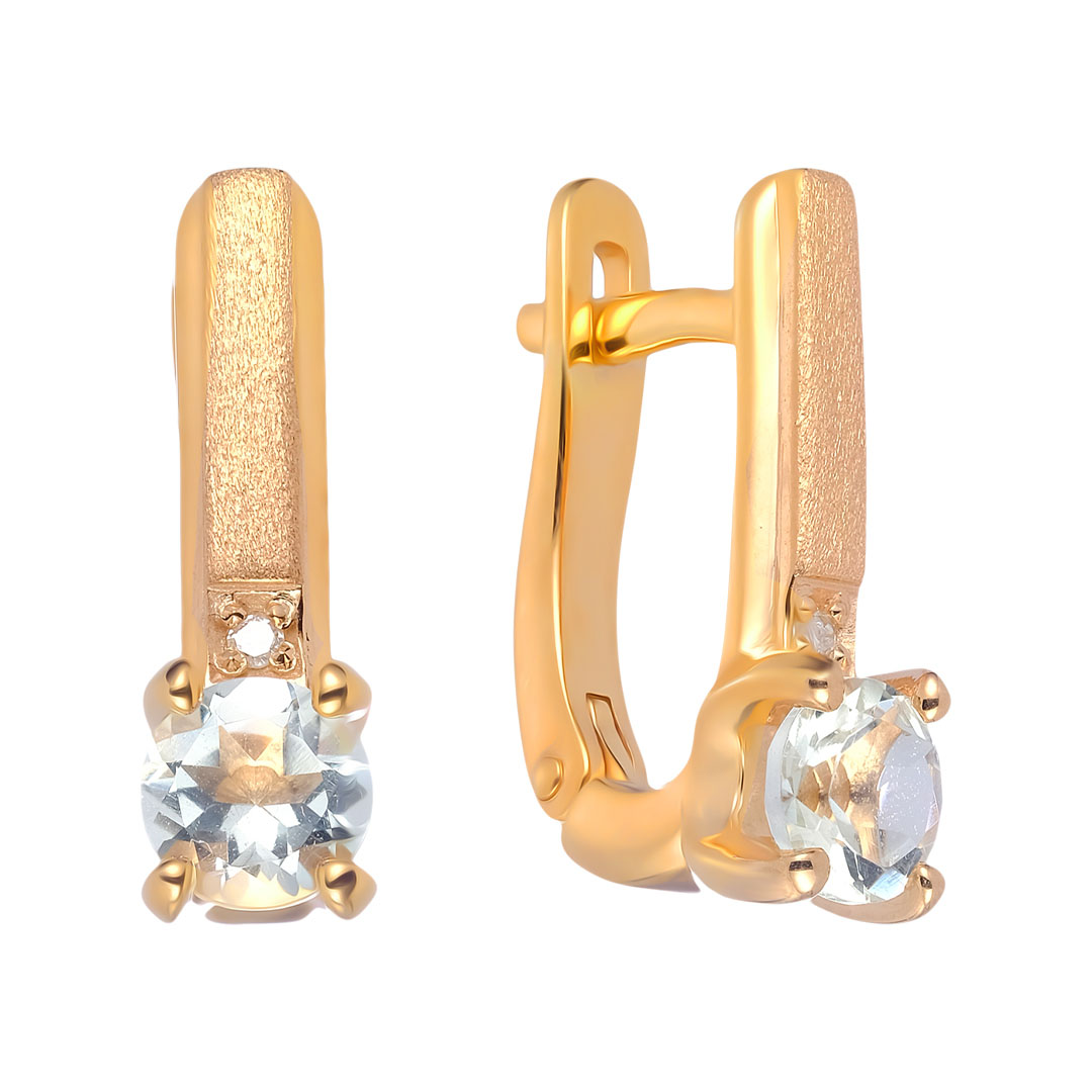 Серебряные серьги 925 пробы; матирование; вставки 2 Бр.Кр-17 0,017 2/3A; 2 Празиолит;