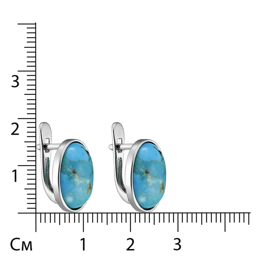 Серебряные серьги 925 пробы; вставки 2 Бирюза нат.;