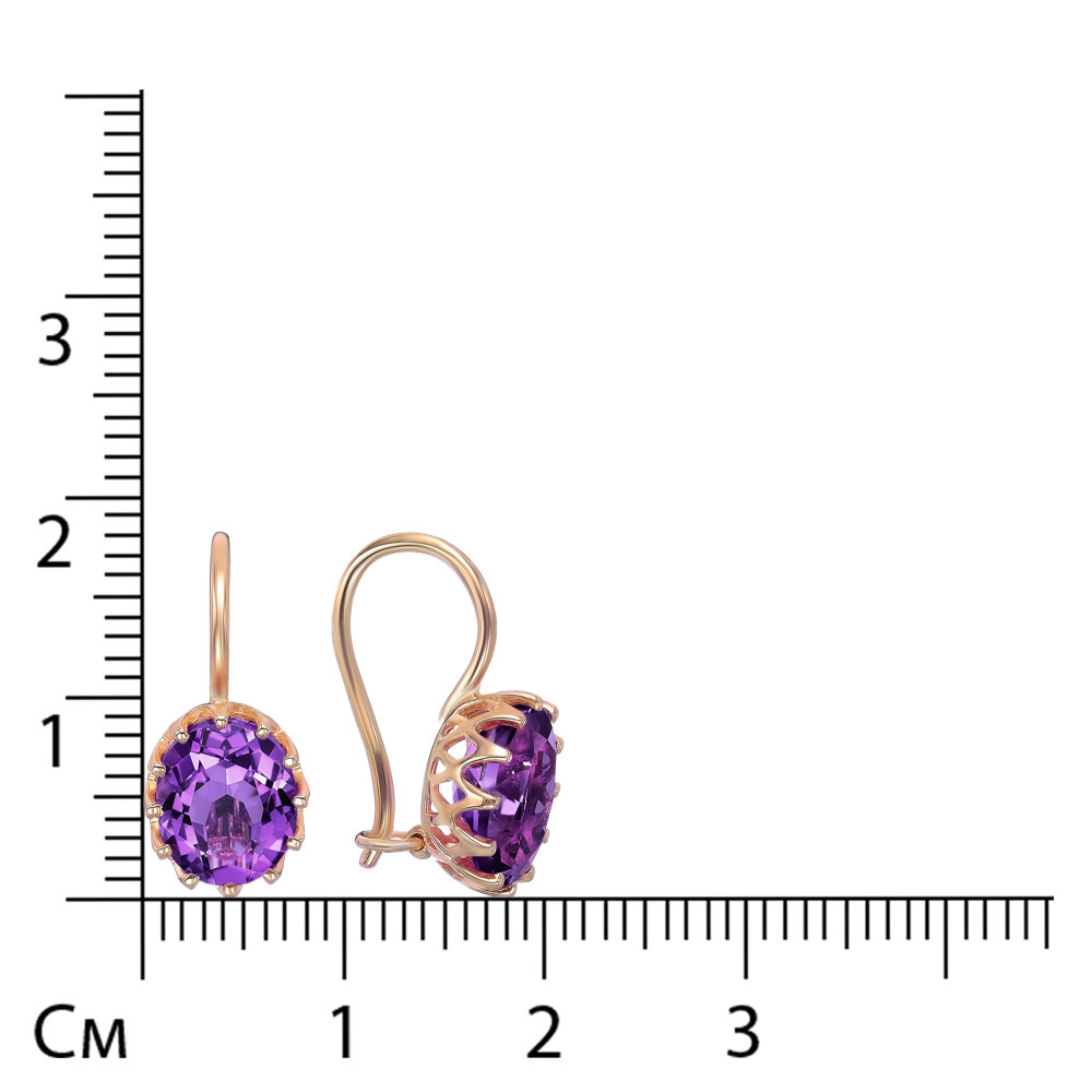 Серебряные серьги 925 пробы; вставки 2 Аметист;
