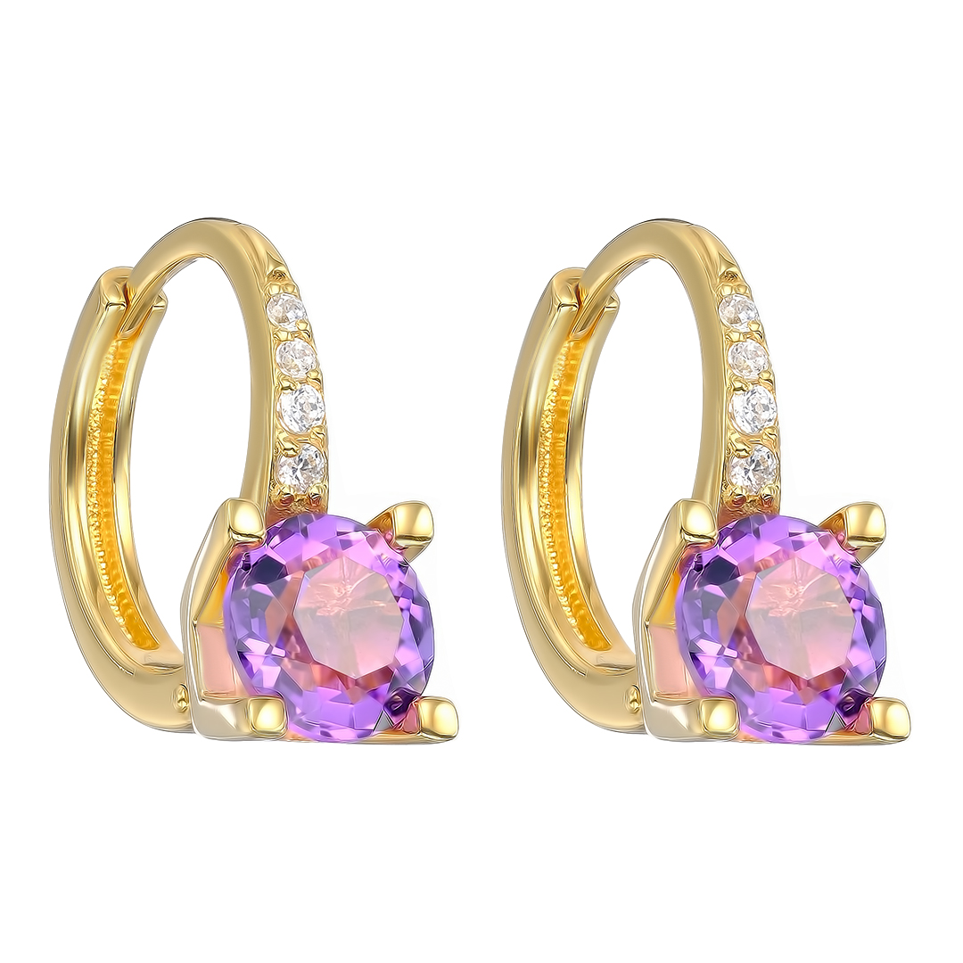 Серебряные серьги 925 пробы; вставки 2 Аметист; 8 Фианит бесцв.;