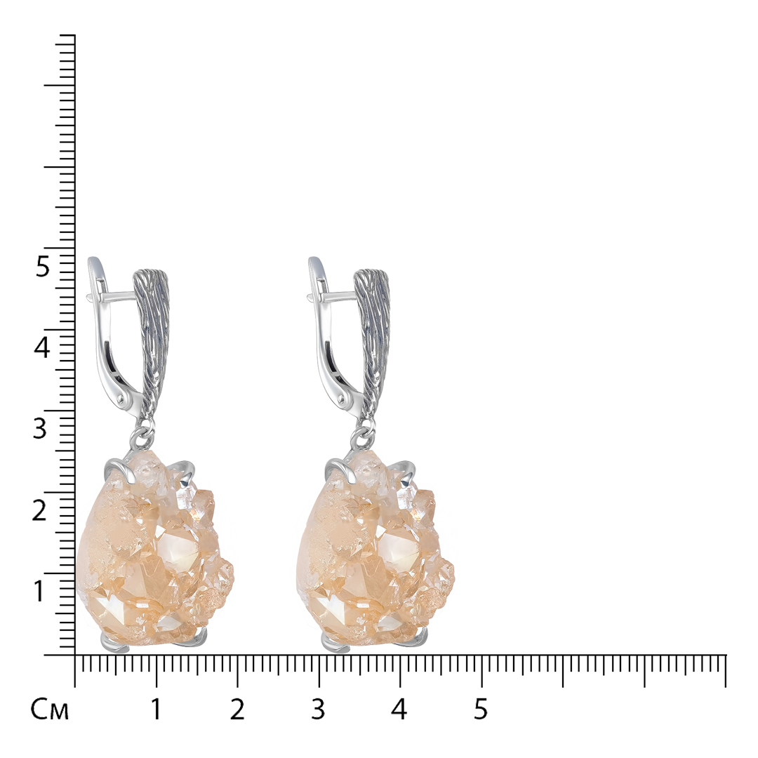 Серебряные серьги 925 пробы; оксидирование; вставки 2 Кварц жеода;