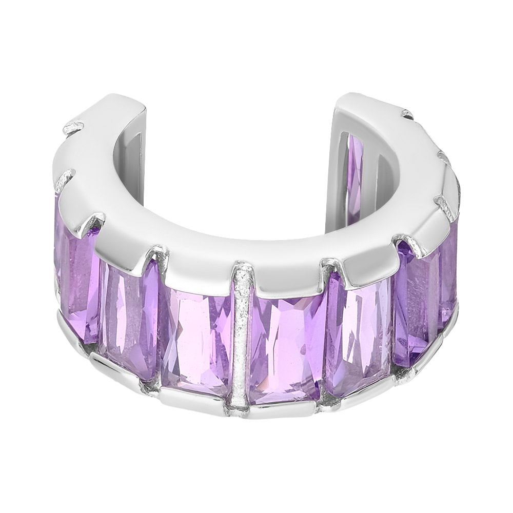 Серебряная серьга 925 пробы; вставки 11 Аметист;