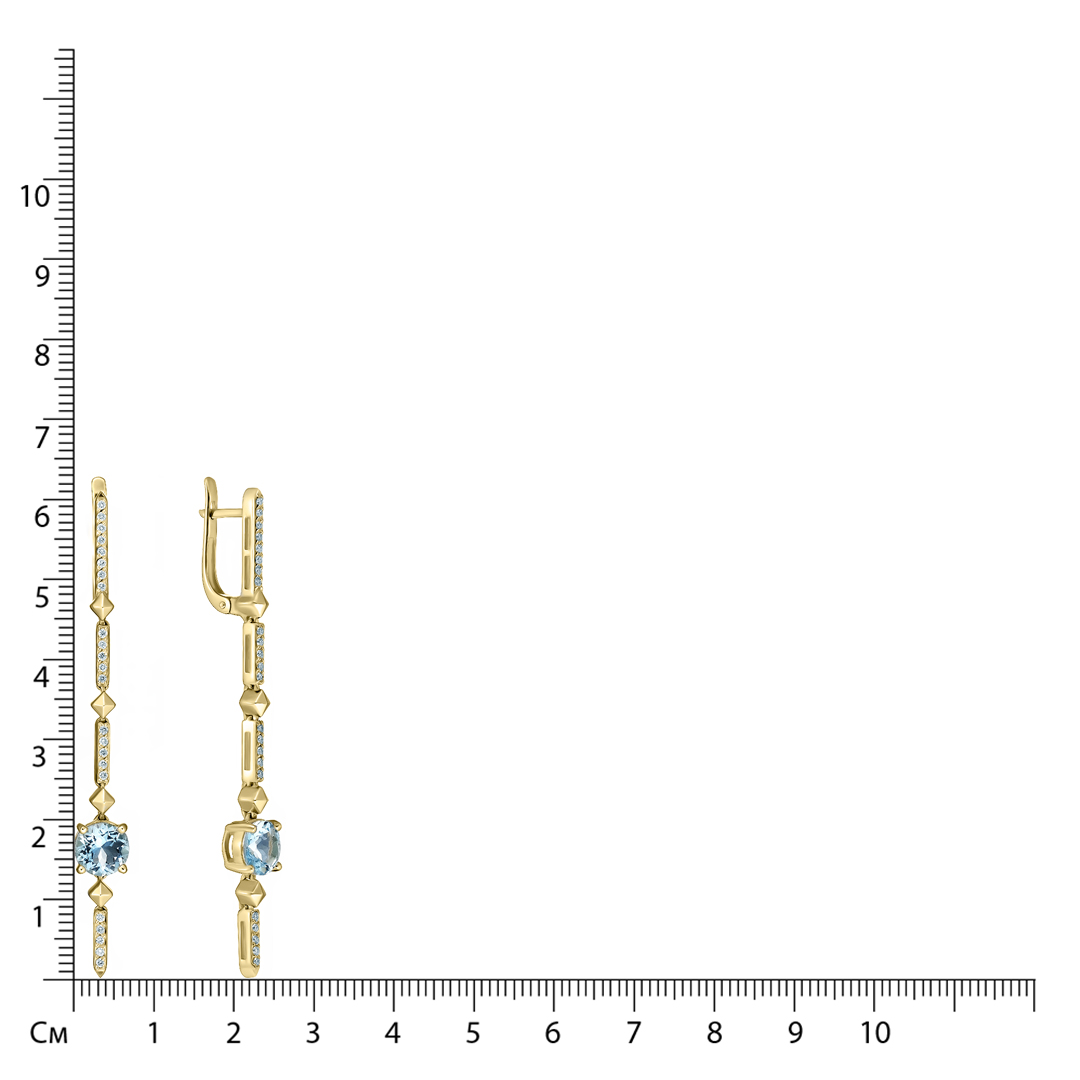 Серьги из желтого золота с аквамаринами