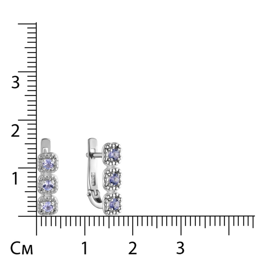Серьги из белого золота с танзанитами