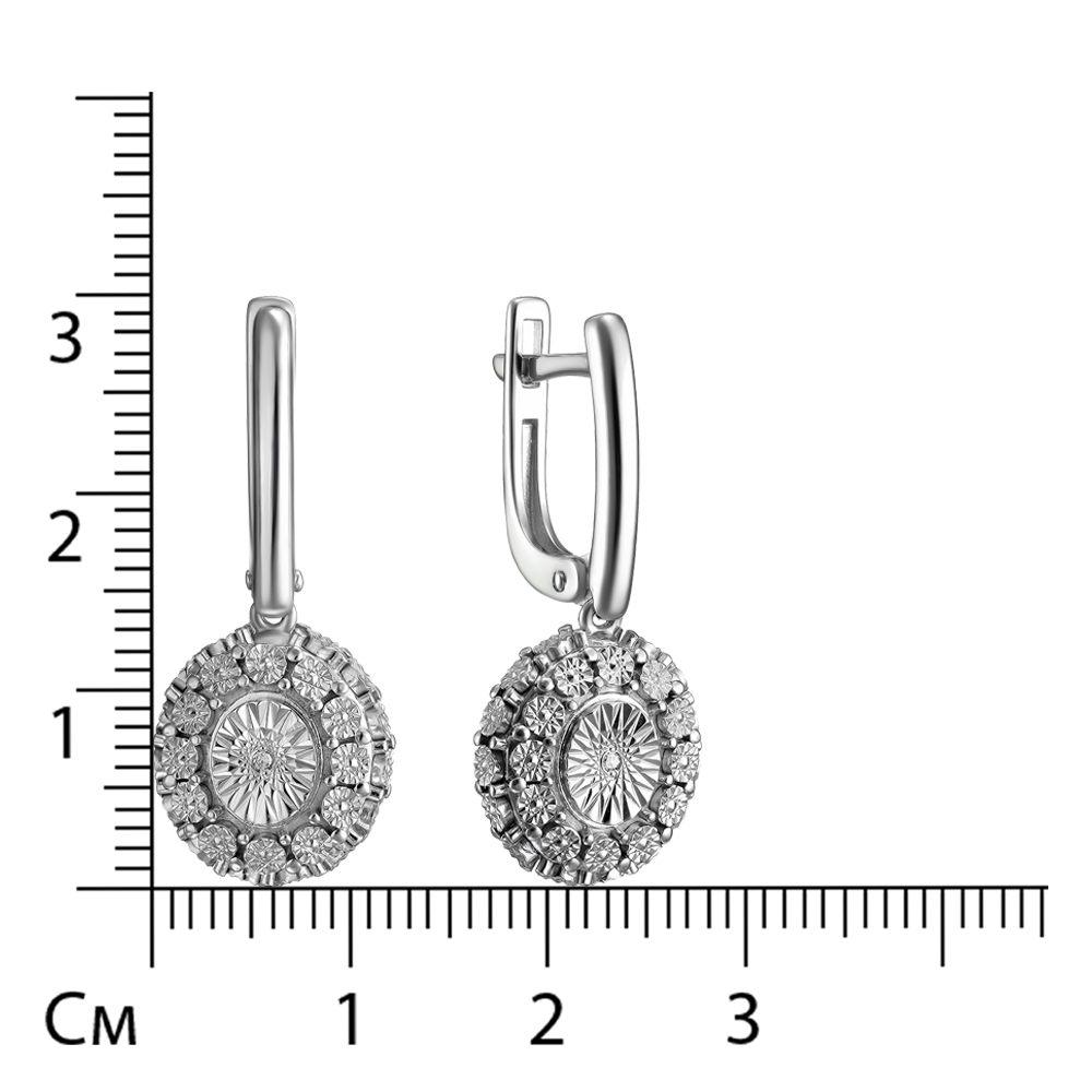 Серебряные серьги 925 пробы; с алмазной обработкой; вставки 2 Бр.Кр-17 0,011 2/3A;