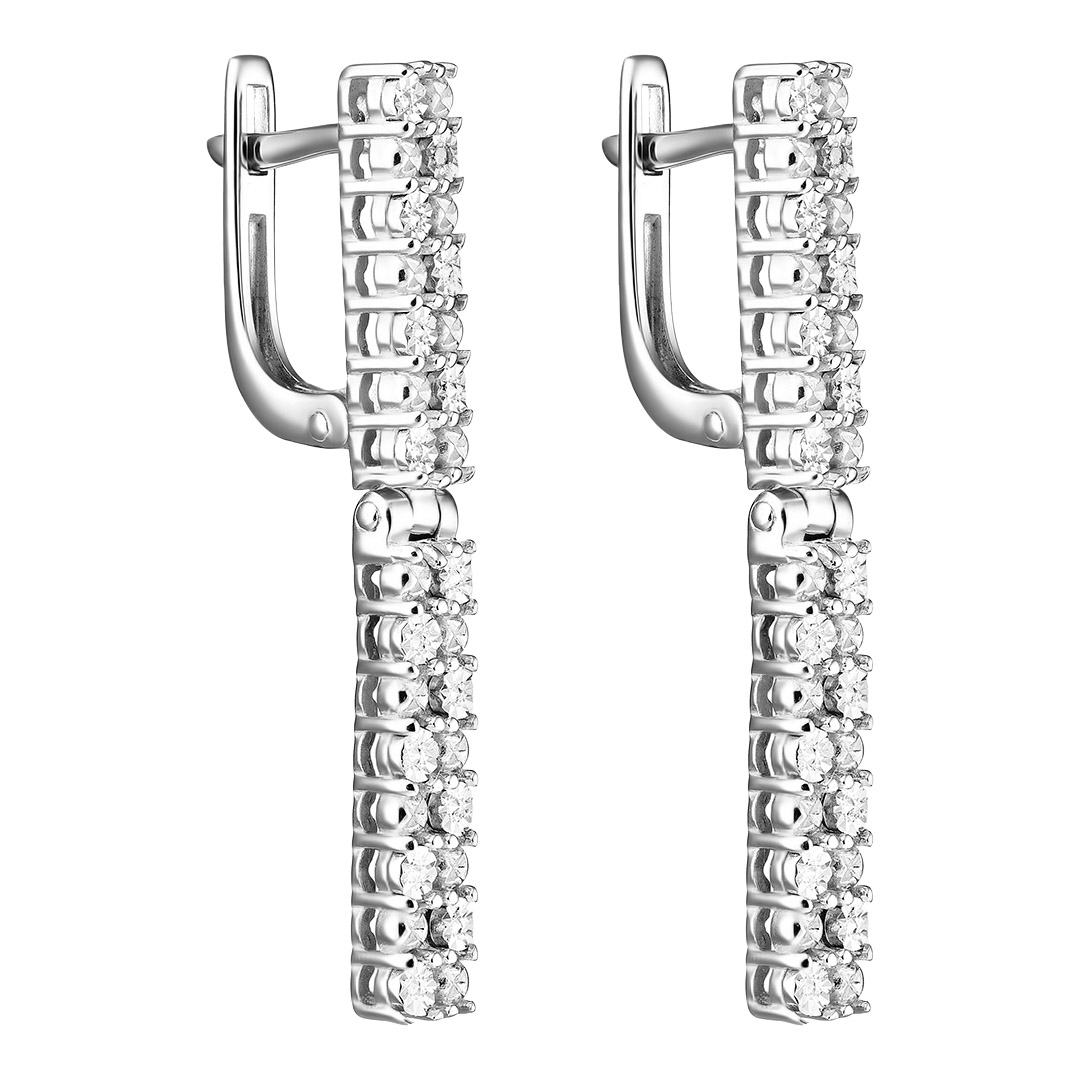 Серебряные серьги 925 пробы; с алмазной обработкой; вставки 2 Бр.Кр-17 0,009 2/3A