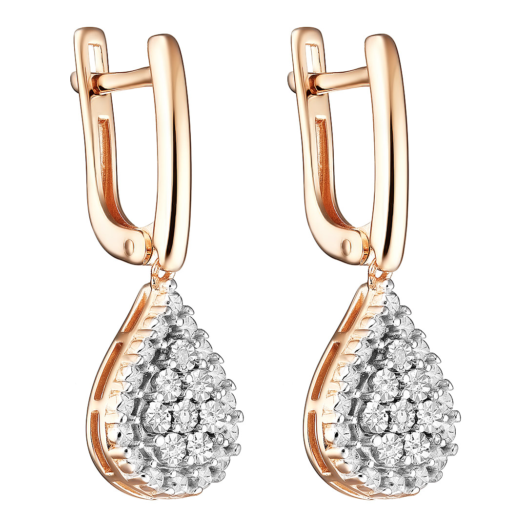 Серебряные серьги 925 пробы; с алмазной обработкой; вставки 4 Бр.Кр-17 0,018 2/3A;