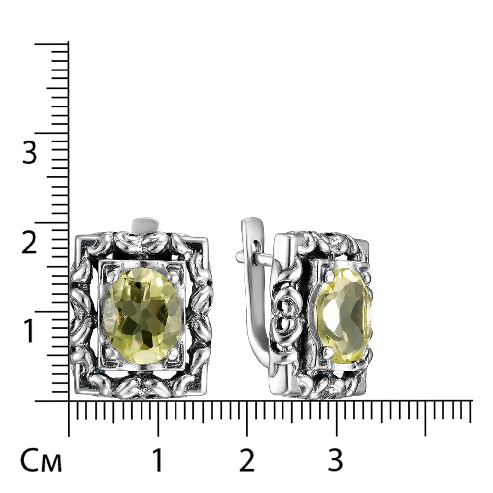 Серебряные серьги 925 пробы; оксидирование; вставки 2 Кварц;