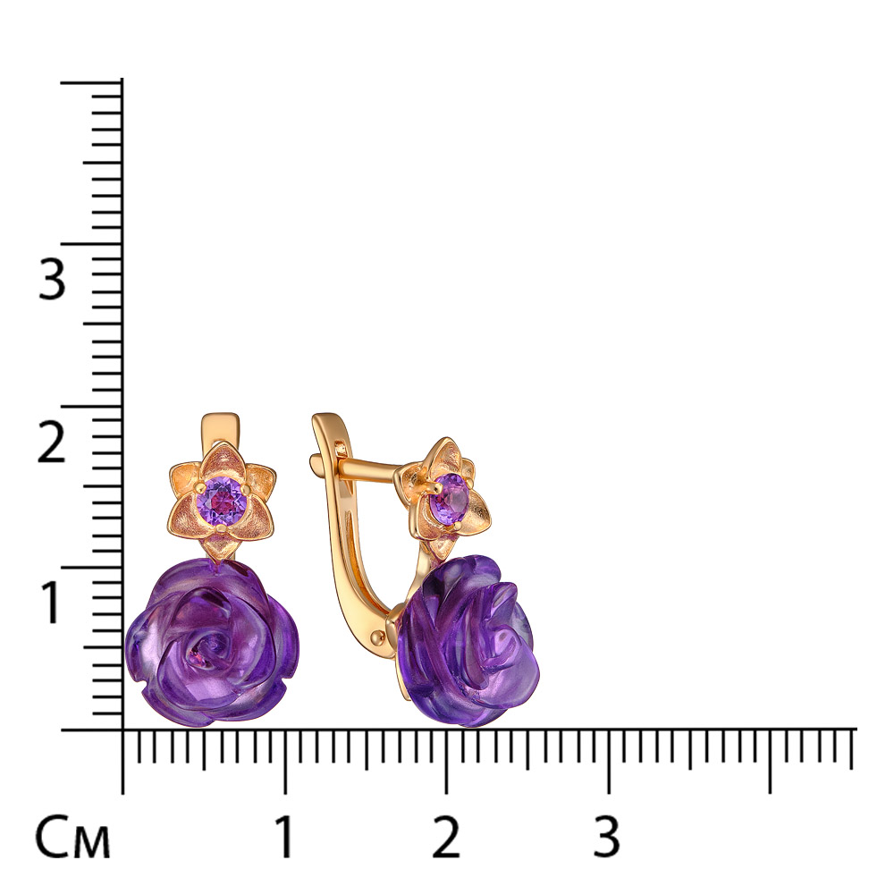 Серебряные серьги 925 пробы; вставки 4 Аметист;