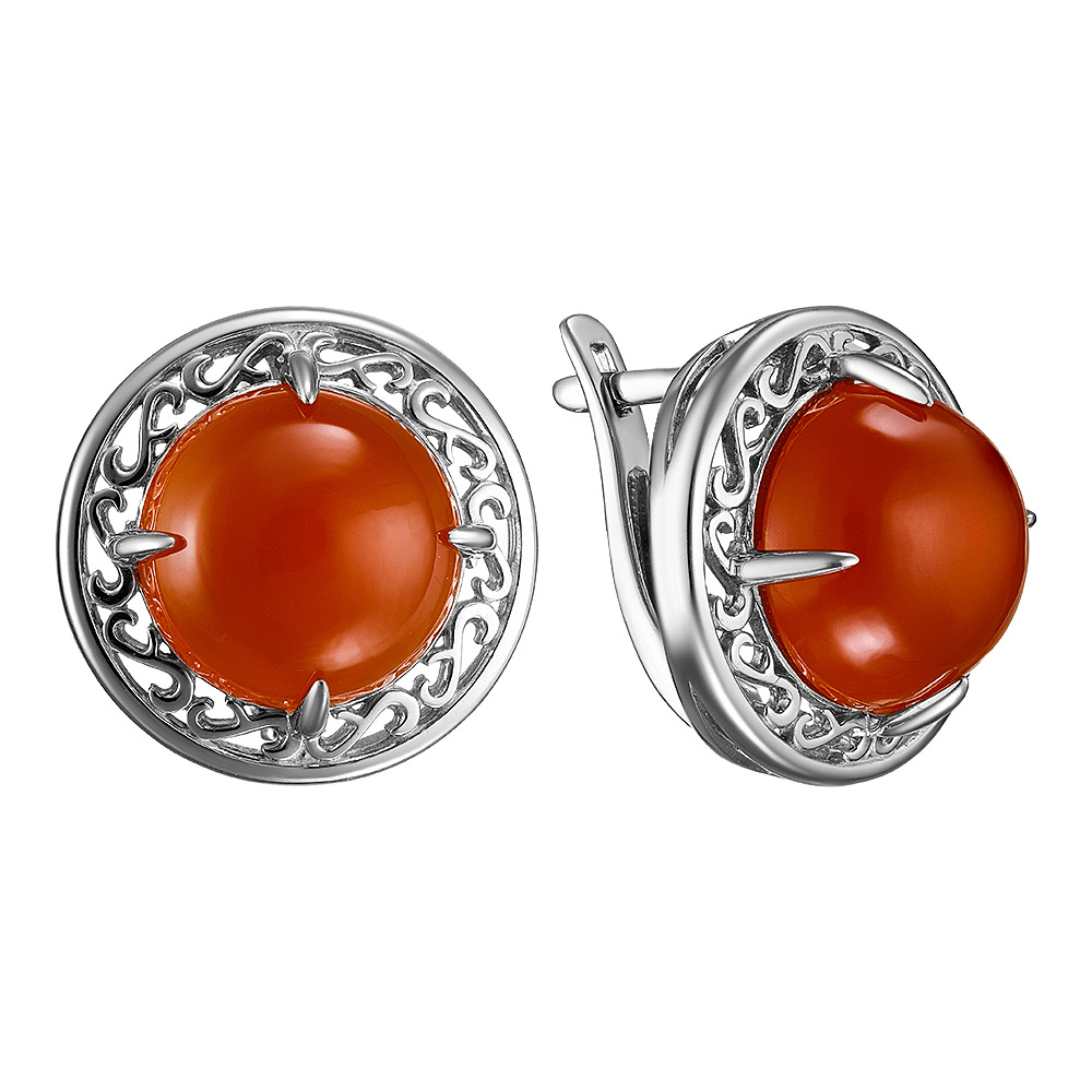 Серебряные серьги 925 пробы; вставки 2 Агат нат.;