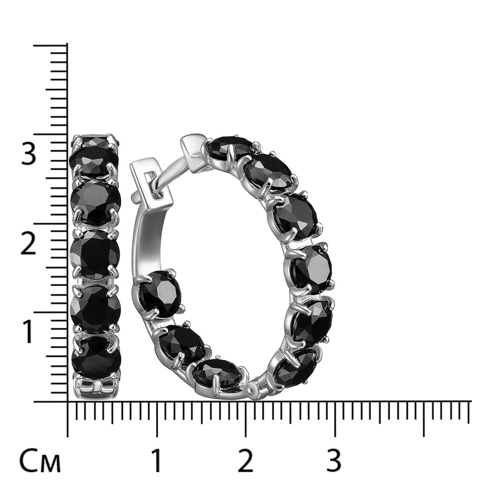 Серебряные серьги-конго 925 пробы; вставки 18 Шпинель черная;