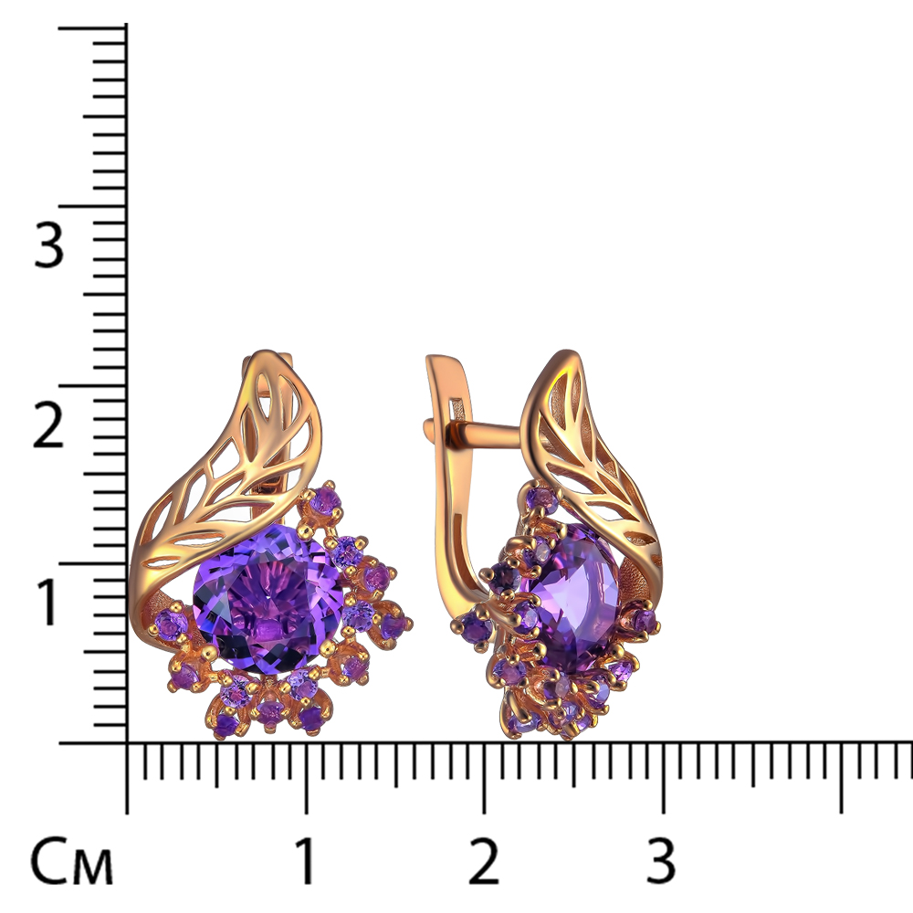 Серебряные серьги 925 пробы; вставки 28 Аметист;