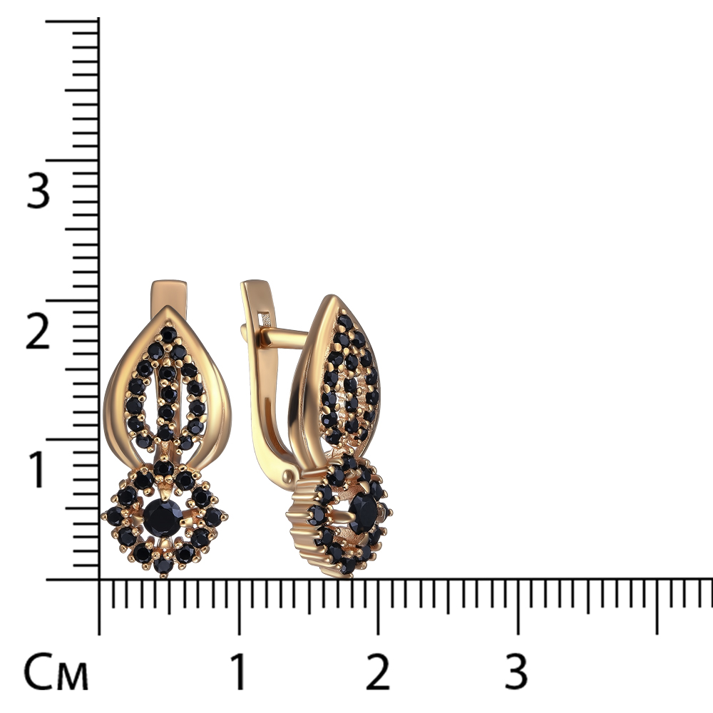 Серебряные серьги 925 пробы; вставки 60 Шпинель черн.;