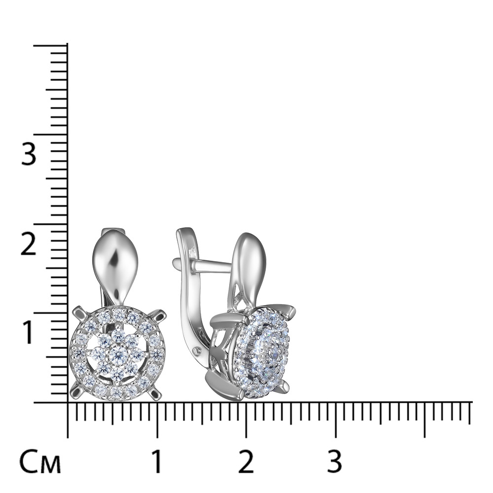 Серебряные серьги 925 пробы; вставки 50 Куб. Цирконий бесцв.;