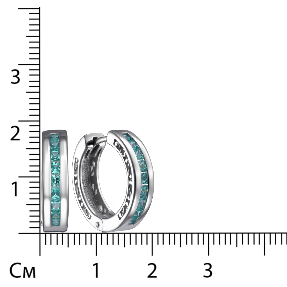Серебряные серьги 925 пробы; вставки 18 Кварц синт. цв. параиба;