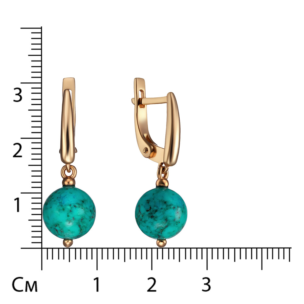 Серебряные серьги 925 пробы; вставки 2 Бирюза нат.;