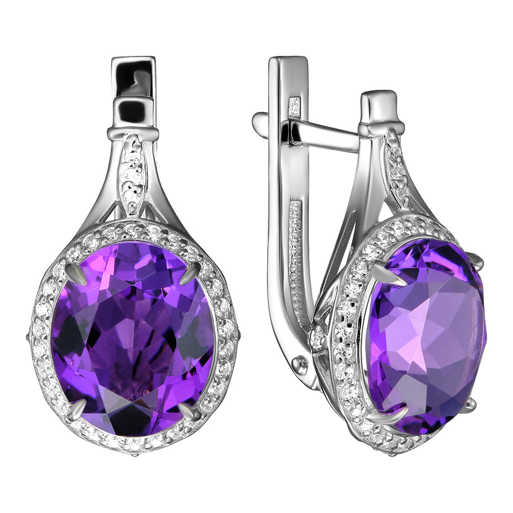 Серебряные серьги с аметистами