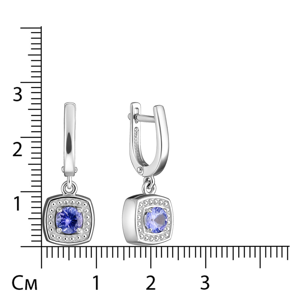 Серебряные серьги 925 пробы; вставки 2 Танзанит;