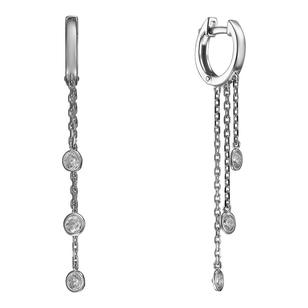 Серебряные серьги 925 пробы; вставки 6 Фианит бесцв.;