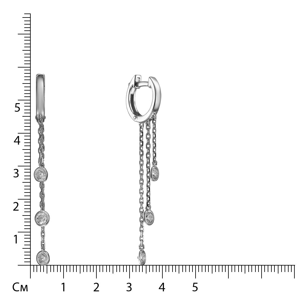 Серебряные серьги 925 пробы; вставки 6 Фианит бесцв.;