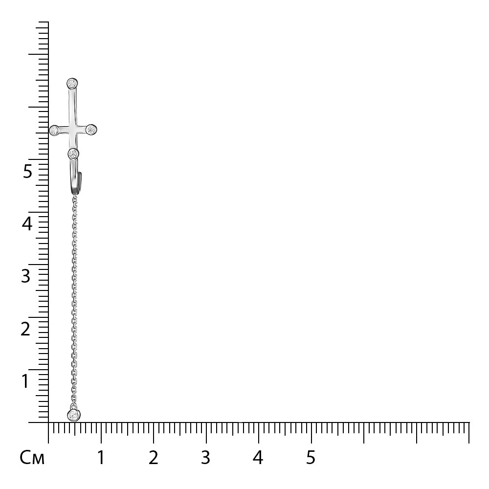 Серебряная серьга-трансформер с фианитами "Крест"