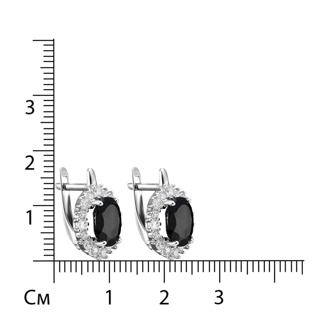Серебряные серьги с черными турмалинами